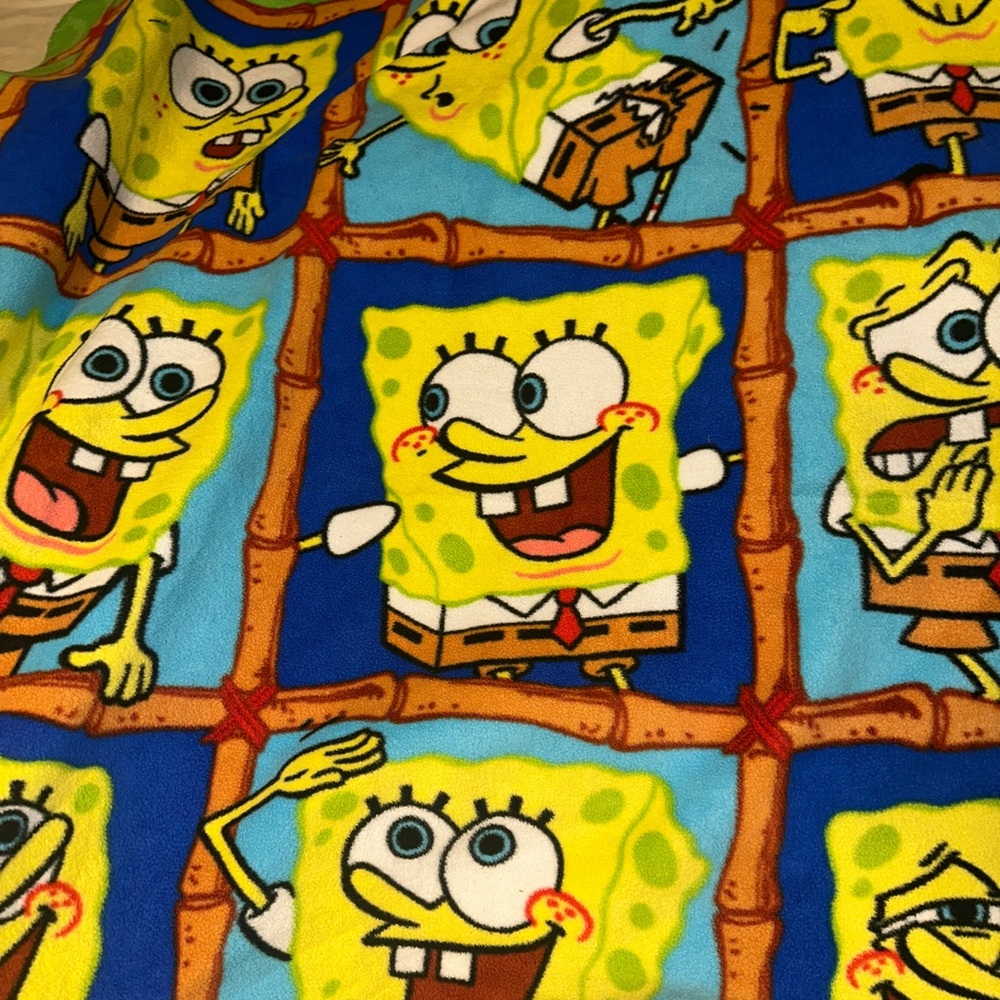 VTG Y2K 2003 SpongeBob fleece throw blanket